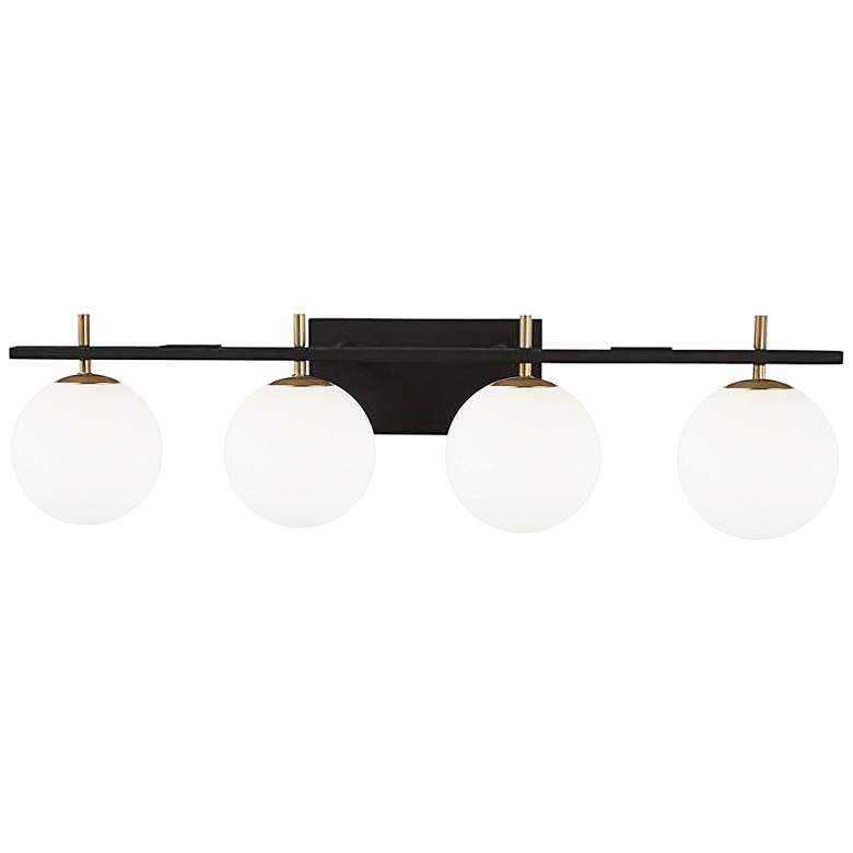 Image 1 Dainolite Vivaldi 32 1/2"W Matte Black Aged Brass 4-Light Bath Light