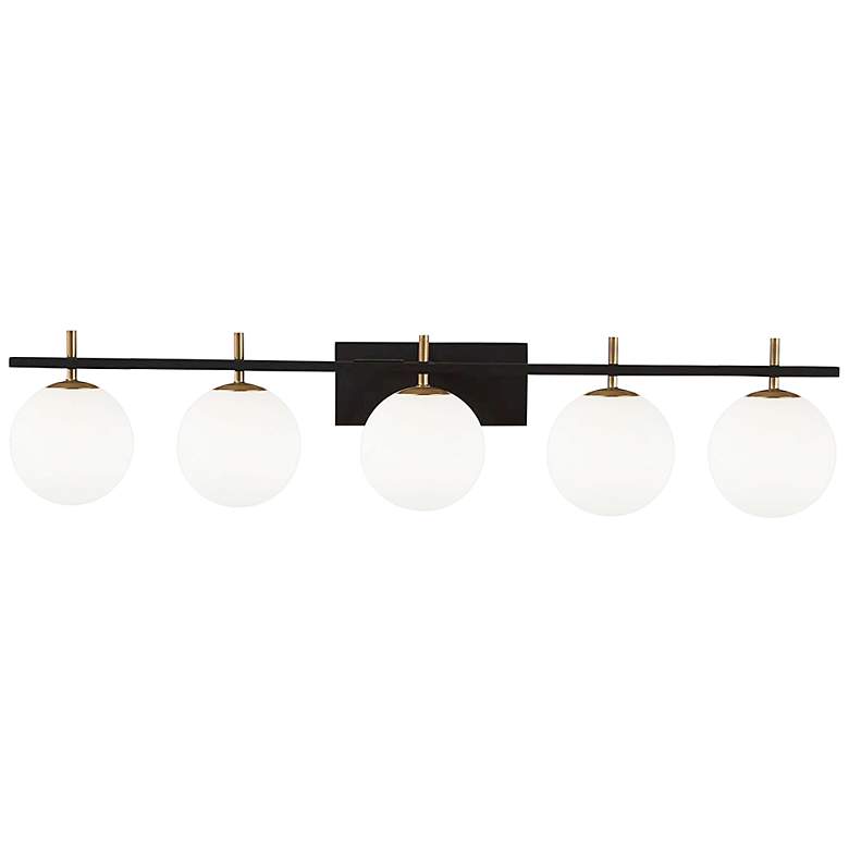 Image 1 Dainolite Vivaldi 41 1/4" Wide 5 Light Black and Brass Vanity Light