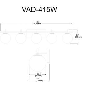 Image2 of Dainolite Vivaldi 41 1/4" Wide 5 Light Black and Brass Vanity Light more views
