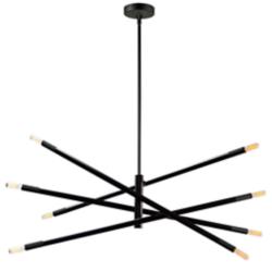 Dainolite Wand 35 1/2" Wide 8-Light Modern Matte Black Chandelier