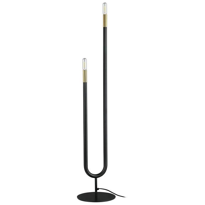 Image 1 Dainolite Wand 60" High 2-Light Brass and Black Modern Floor Lamp