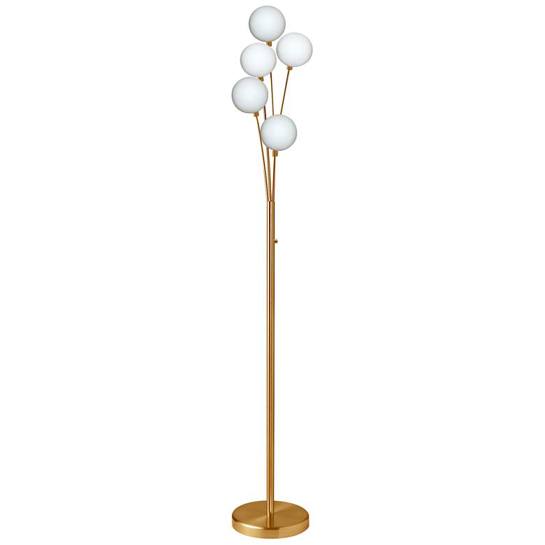 Image 1 Dainolite Zelda 70 1/2" Glass and Brass 5-Light Modern Floor Lamp