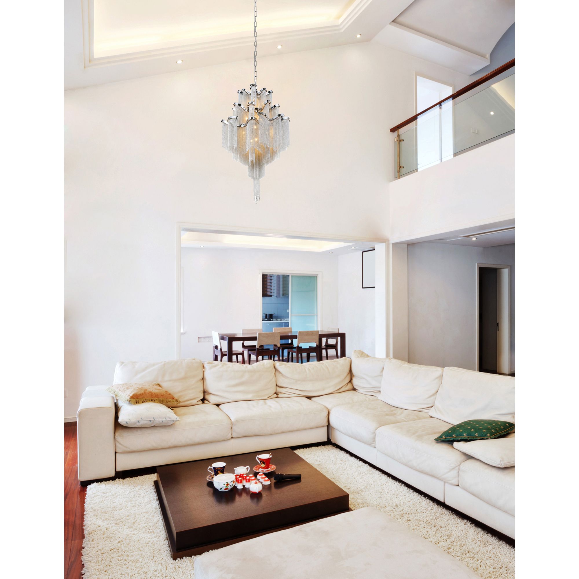 Image 3 Daisy 17 Light Down Chandelier With Chrome Finish more views