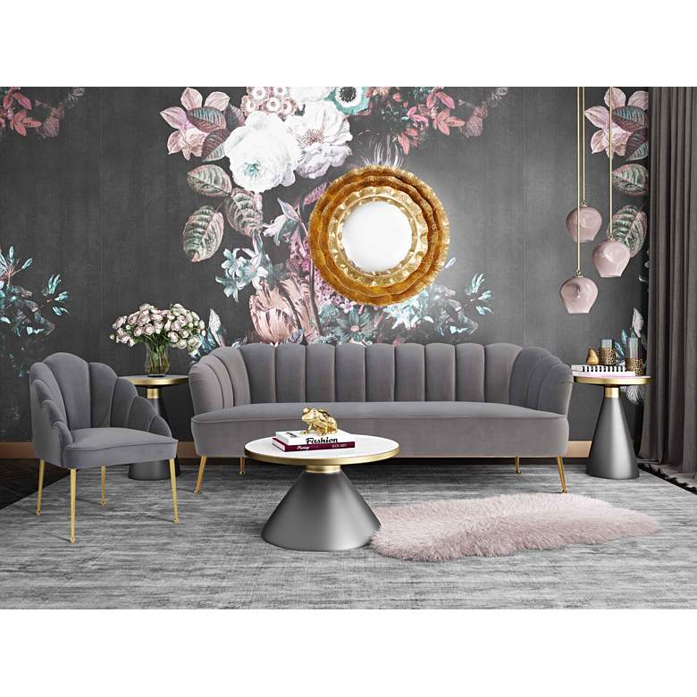Image 1 Daisy 82 3/4" Wide Gray Velvet Channel Tufted Sofa