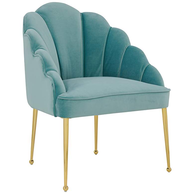 Image 1 Daisy Petite Sea Blue Velvet Channel Tufted Accent Chair