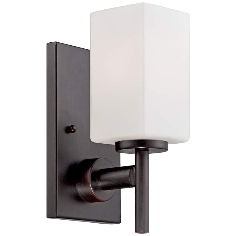 Image 1 Dakota 10" High Frosted Glass Biscayne Bronze Wall Sconce