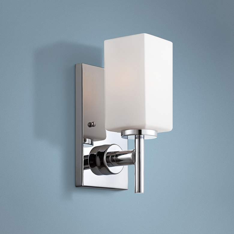 Image 1 Dakota 10 inch High Frosted Glass Polished Chrome Wall Sconce