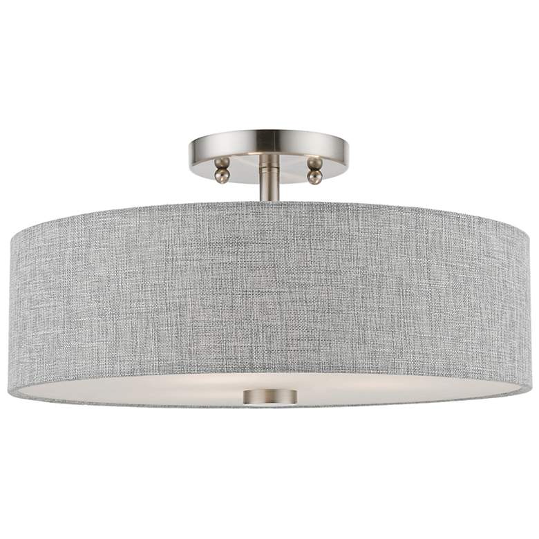 Image 2 Dakota 15" Wide Brushed Nickel Drum Ceiling Light