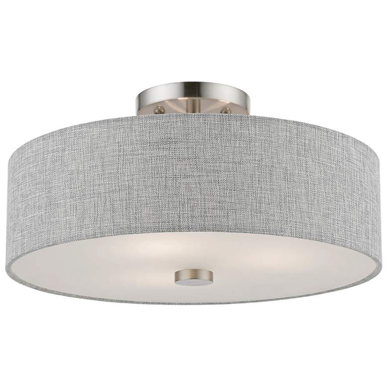 Image 3 Dakota 15" Wide Brushed Nickel Drum Ceiling Light more views