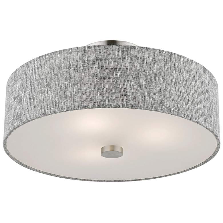 Image 4 Dakota 15" Wide Brushed Nickel Drum Ceiling Light more views