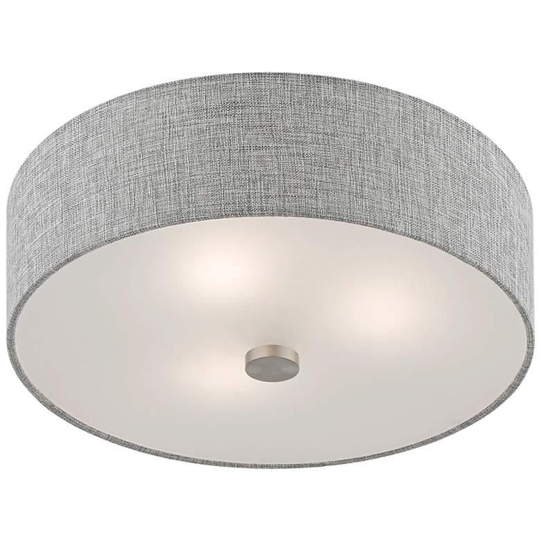 Image 5 Dakota 15" Wide Brushed Nickel Drum Ceiling Light more views