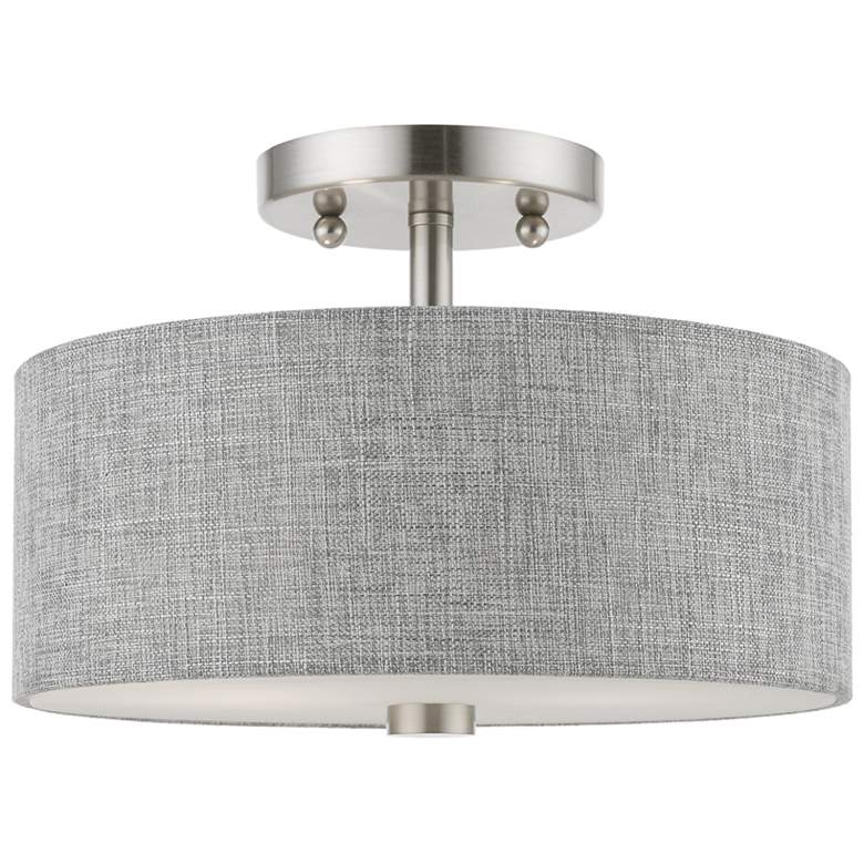 Image 1 Dakota 2 Light Brushed Nickel Semi-Flush with Shiny White Accents