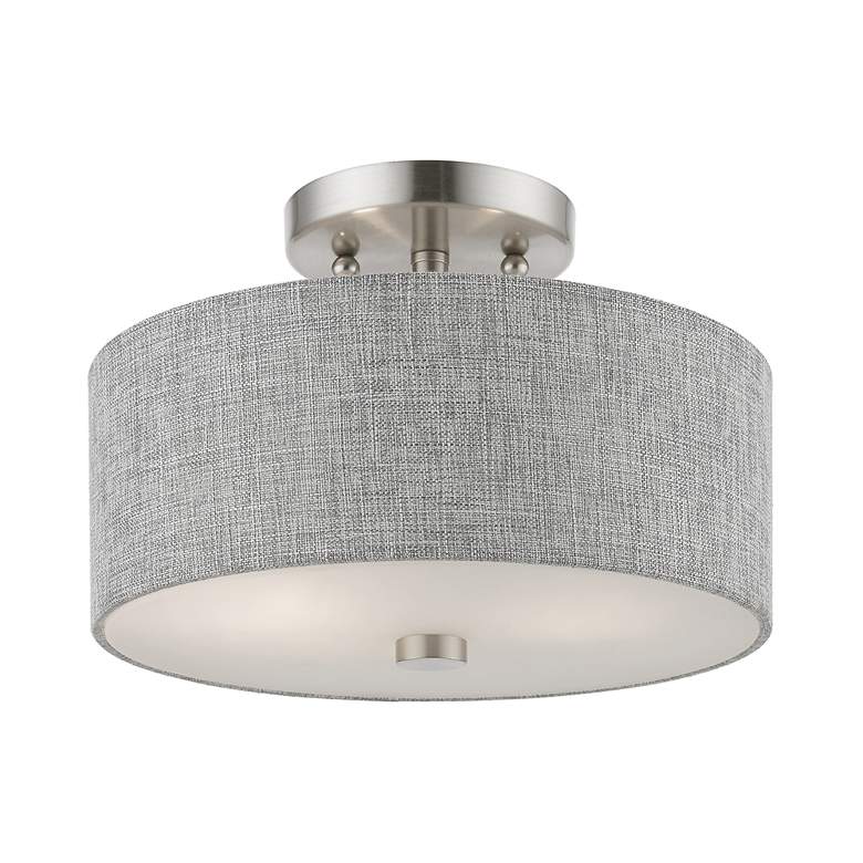 Image 3 Dakota 2 Light Brushed Nickel Semi-Flush with Shiny White Accents more views