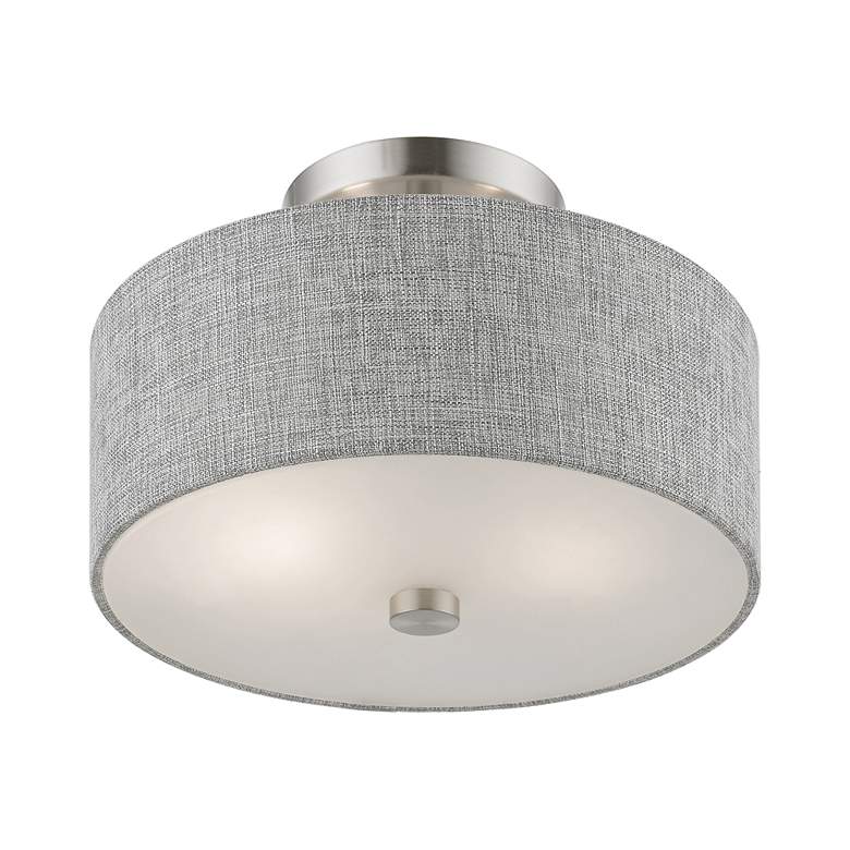 Image 4 Dakota 2 Light Brushed Nickel Semi-Flush with Shiny White Accents more views