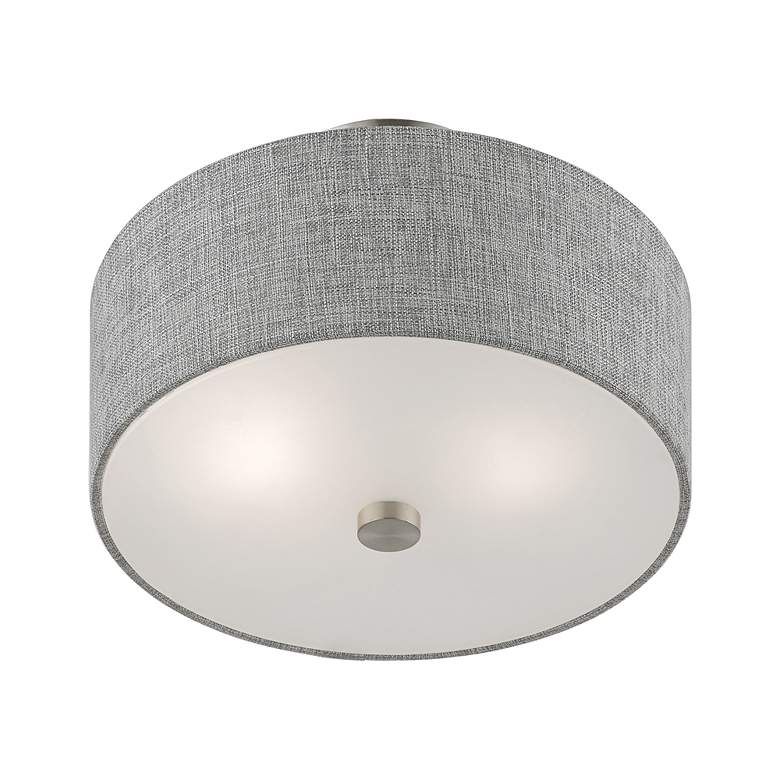 Image 5 Dakota 2 Light Brushed Nickel Semi-Flush with Shiny White Accents more views