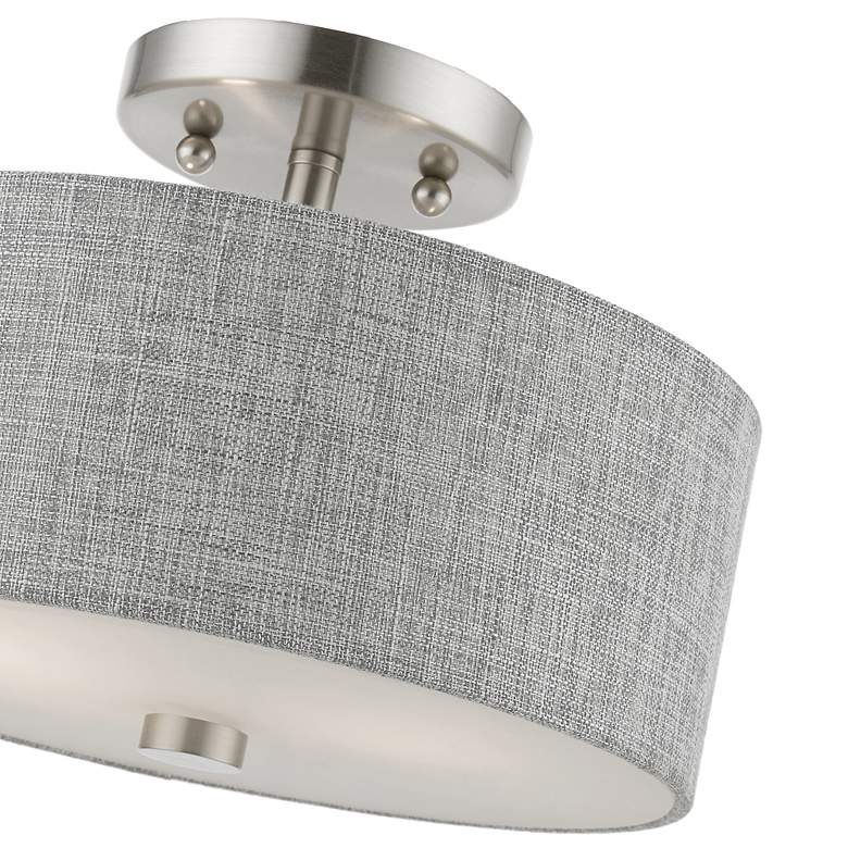 Image 6 Dakota 2 Light Brushed Nickel Semi-Flush with Shiny White Accents more views