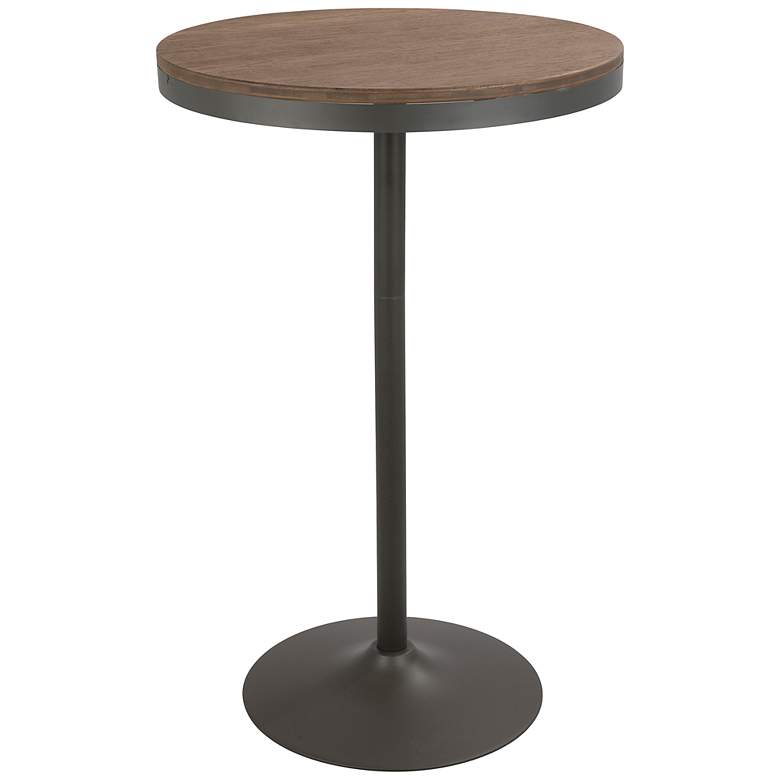Image 3 Dakota 27"W Brown Gray Adjustable Round Bar/Dinette Table