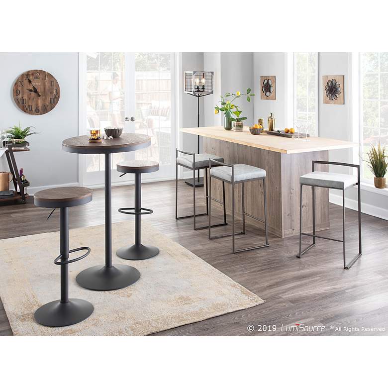 Image 6 Dakota 27"W Brown Gray Adjustable Round Bar/Dinette Table more views