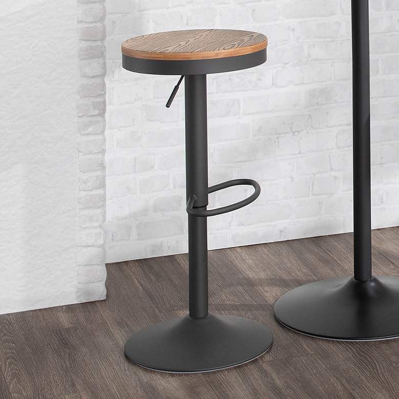 Image 2 Dakota 27 inchW Natural Black Adjustable Round Bar/Dinette Table