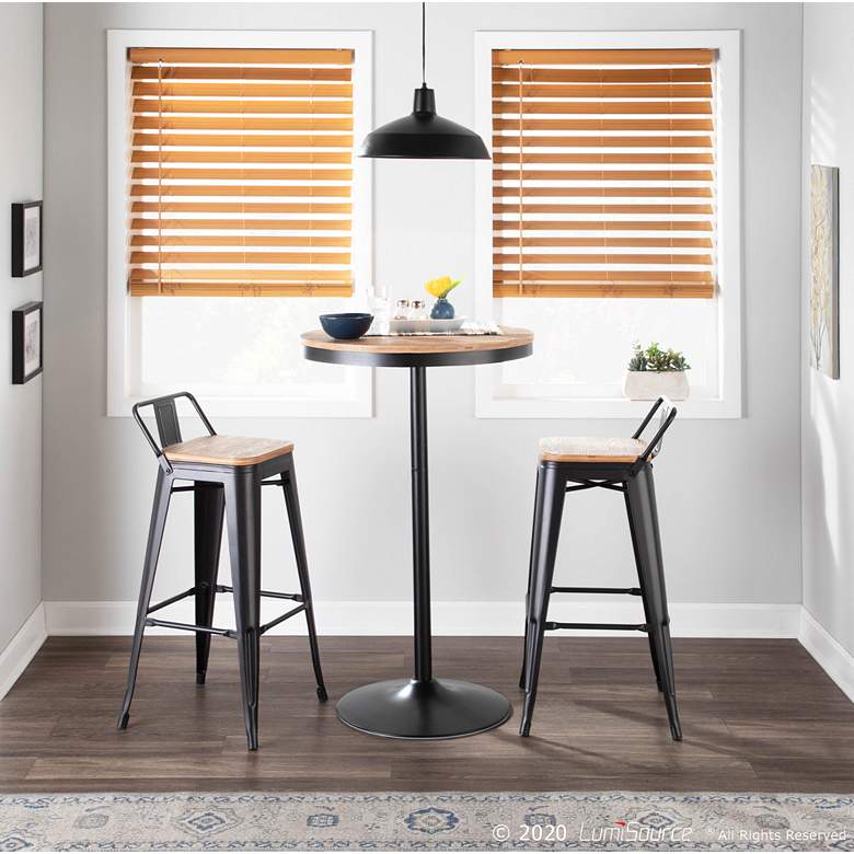Image 7 Dakota 27"W Natural Black Adjustable Round Bar/Dinette Table more views
