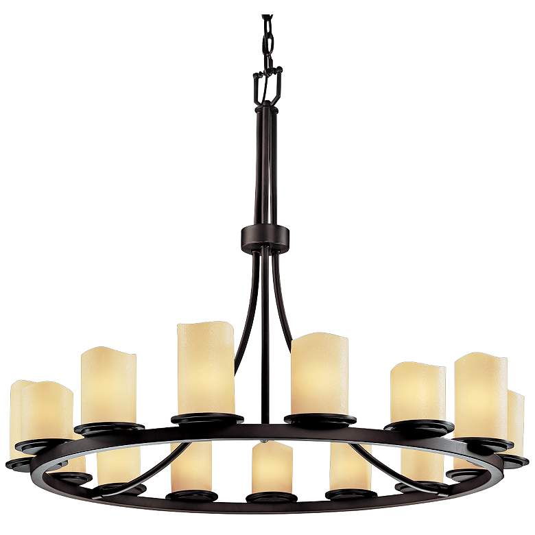 Image 2 Dakota 42" Wide Bronze 15-Light Wagon Wheel Ring Chandelier
