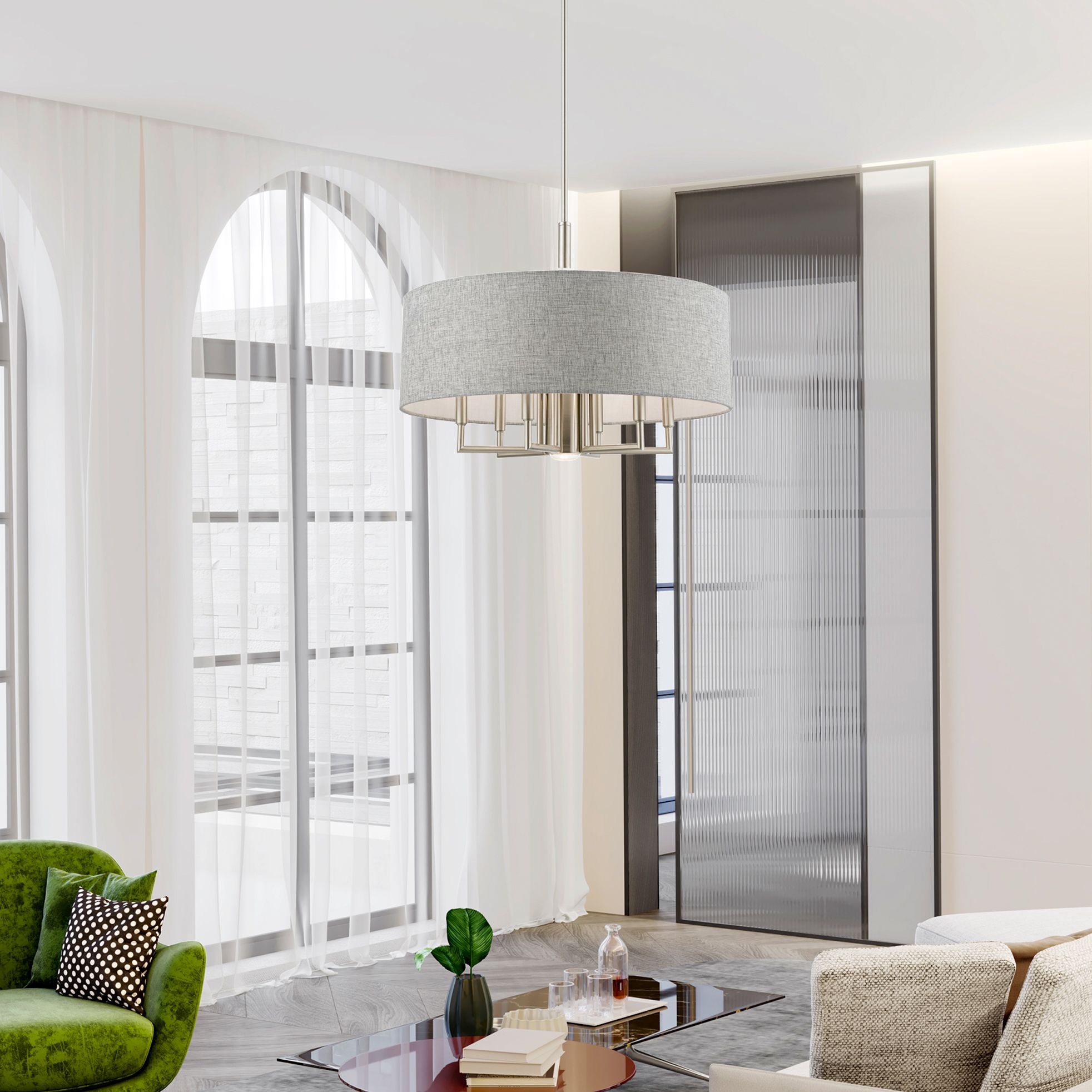 Dakota 7 Light Brushed Nickel Pendant Chandelier