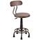 Dakota Antique Metal and Espresso Wood Adjustable Task Chair