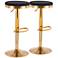 Dakota Black Velvet Fabric Adjustable Bar Stools Set of 2