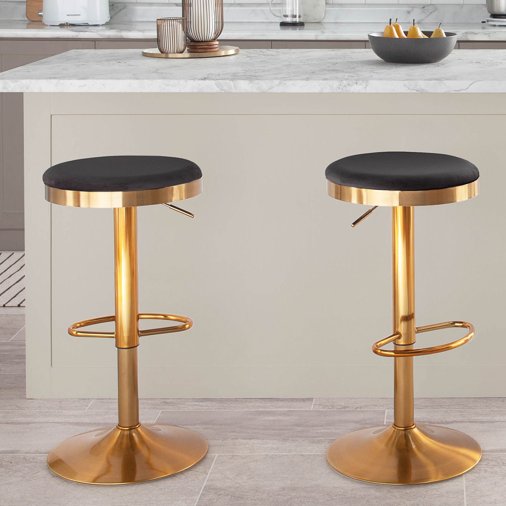 Black and gold bar stools set of discount 2