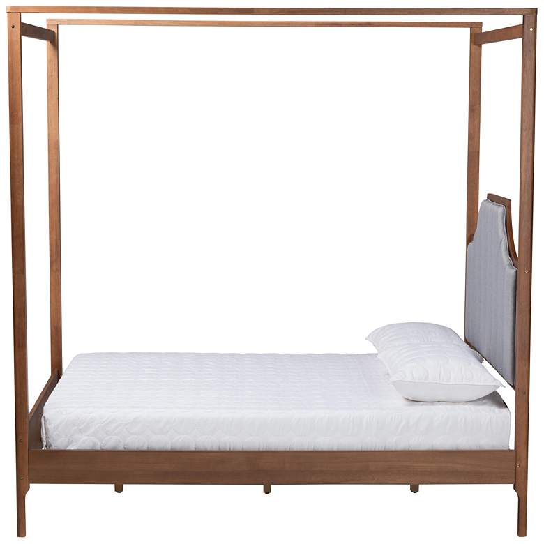Image 7 Dakota Gray Fabric Ash Walnut Wood Queen Size Canopy Bed more views