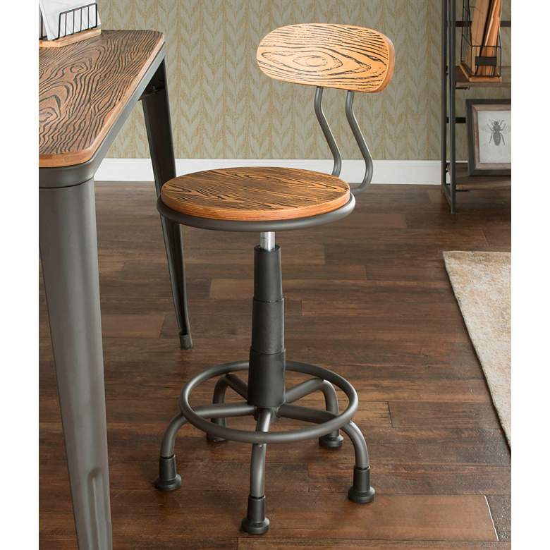 Image 1 Dakota Gray Metal and Natural Wood Adjustable Task Chair