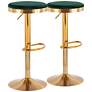 Dakota Green Velvet Fabric Adjustable Bar Stools Set of 2 in scene