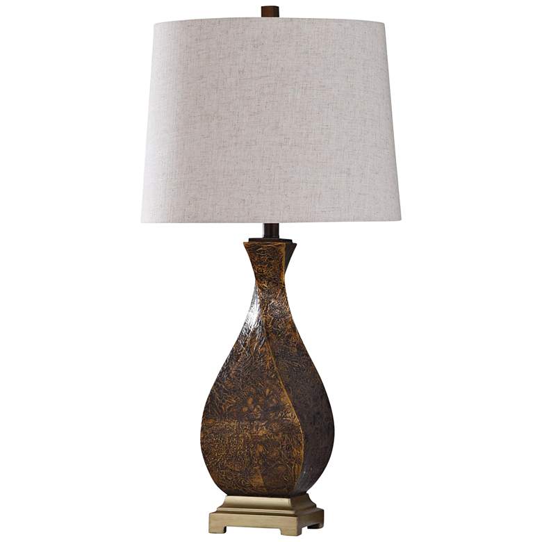 Image 1 Dakota Textured Dark Brown Twisted Vase Table Lamp