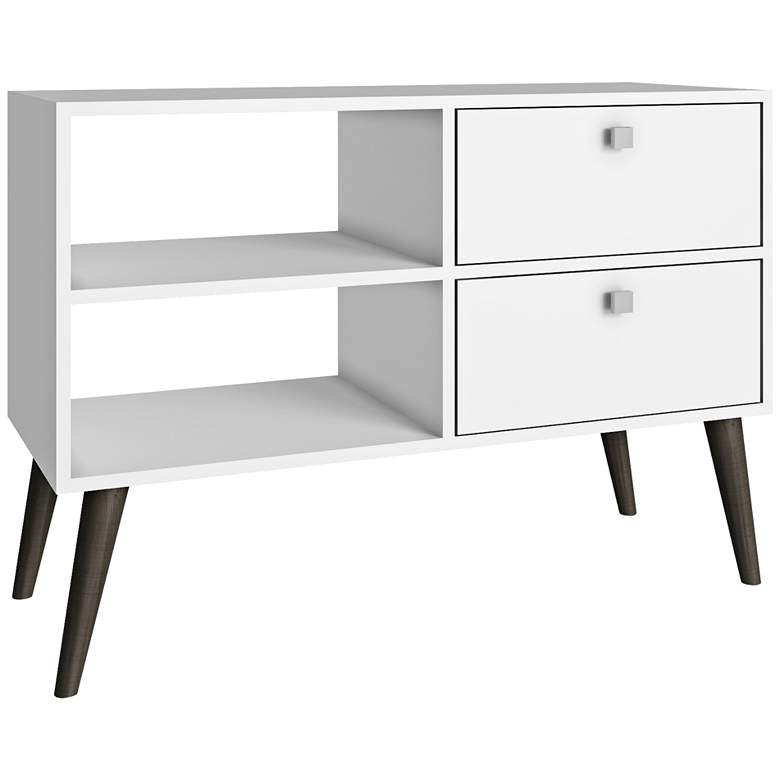 Image 1 Dalarna 2-Drawer White Wood Frame TV Stand