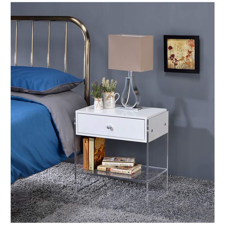 Image 1 Dalas 20 1/2 inch Wide White and Acrylic 1-Drawer End Table