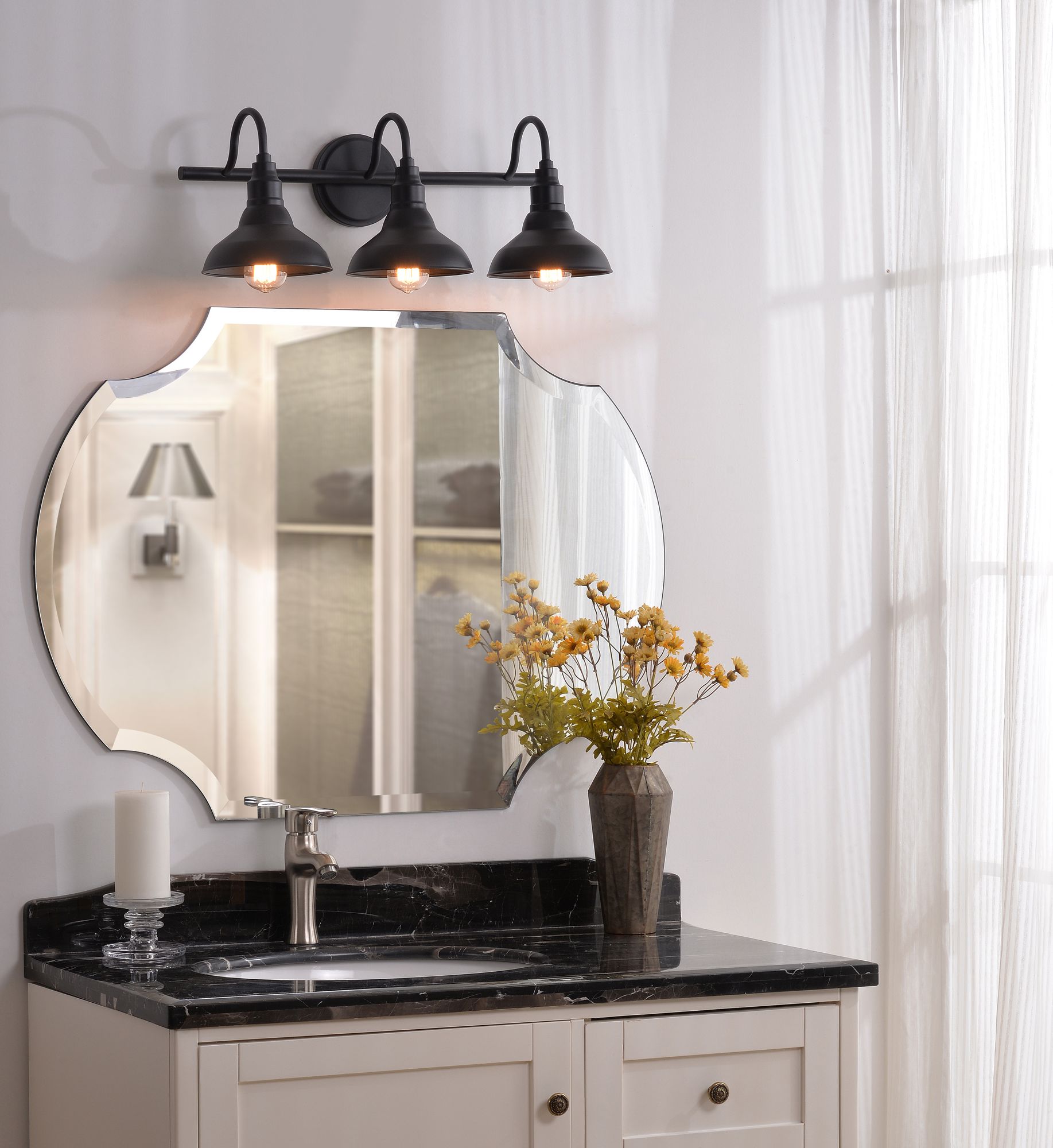 Image 4 Dale 24" Wide 3-Light Farmhouse Sand Black Vanity Light more views
