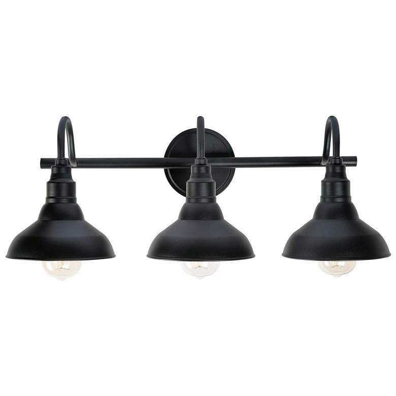 Image 1 Dale 24" Wide 3-Light Farmhouse Sand Black Vanity Light