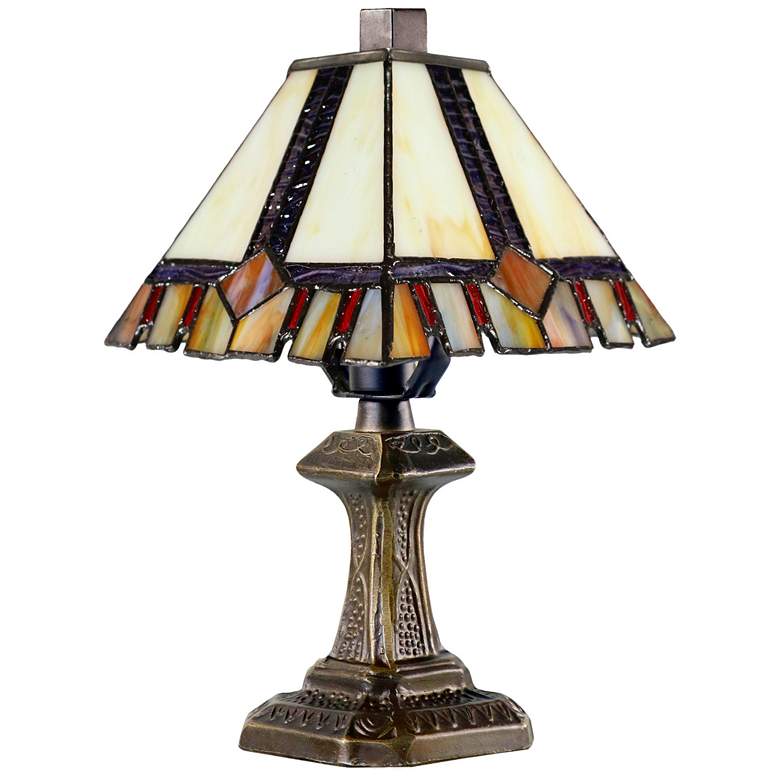 Image 1 Dale Tiffany 10.75 inch Tall Castle Cut Tiffany Accent Table Lamp