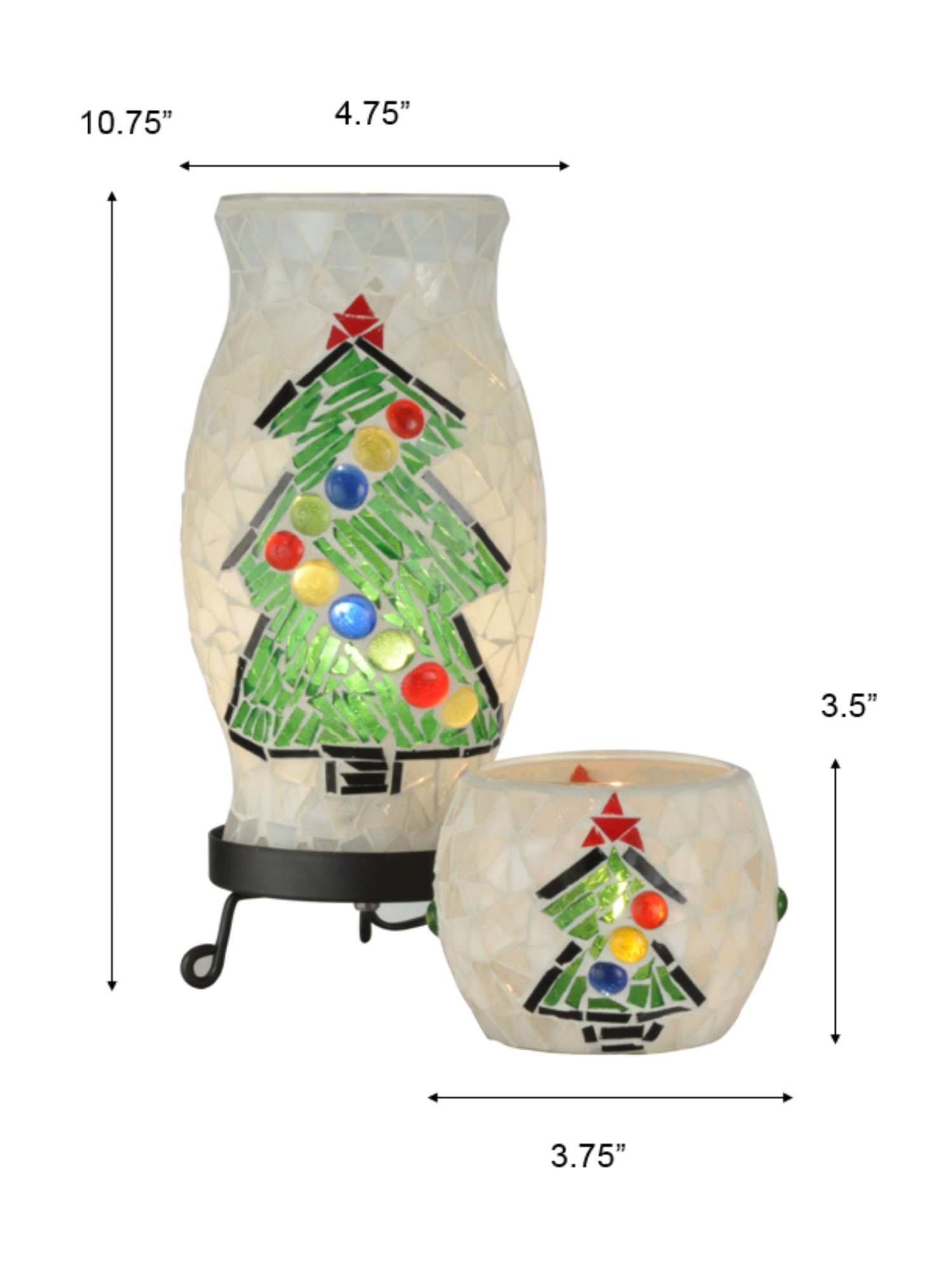 Image 4 Dale Tiffany 10.75" Tall Xmas Combo Mosaic Accent Lamp and Candle Holder more views