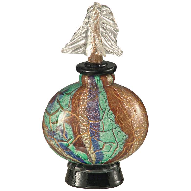 Image 1 Dale Tiffany 10 1/4 inch High Multi-Color Crackle Perfume Bottle
