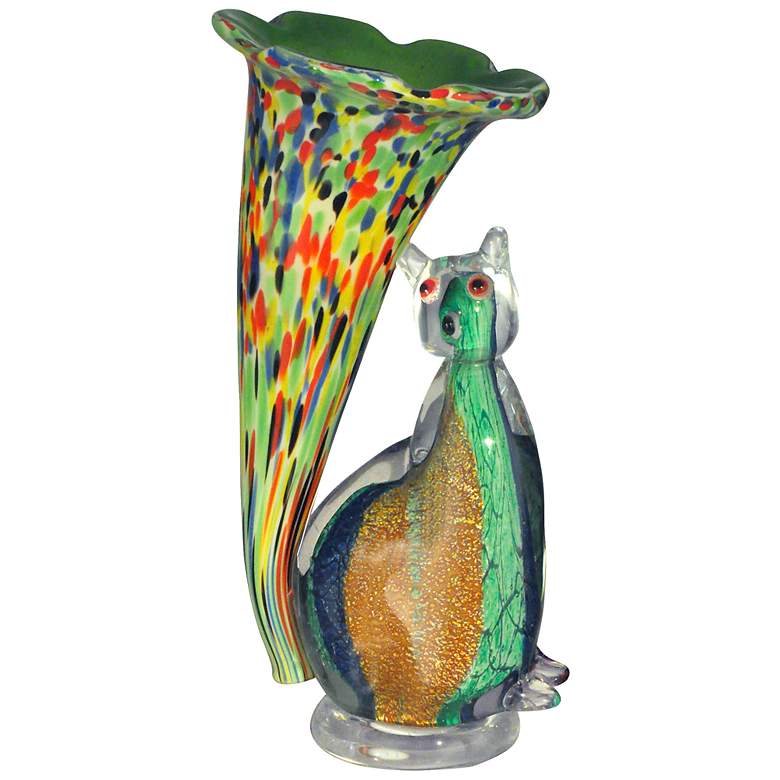 Image 1 Dale Tiffany 10 1/4"H Cat Lily Accent Lamp