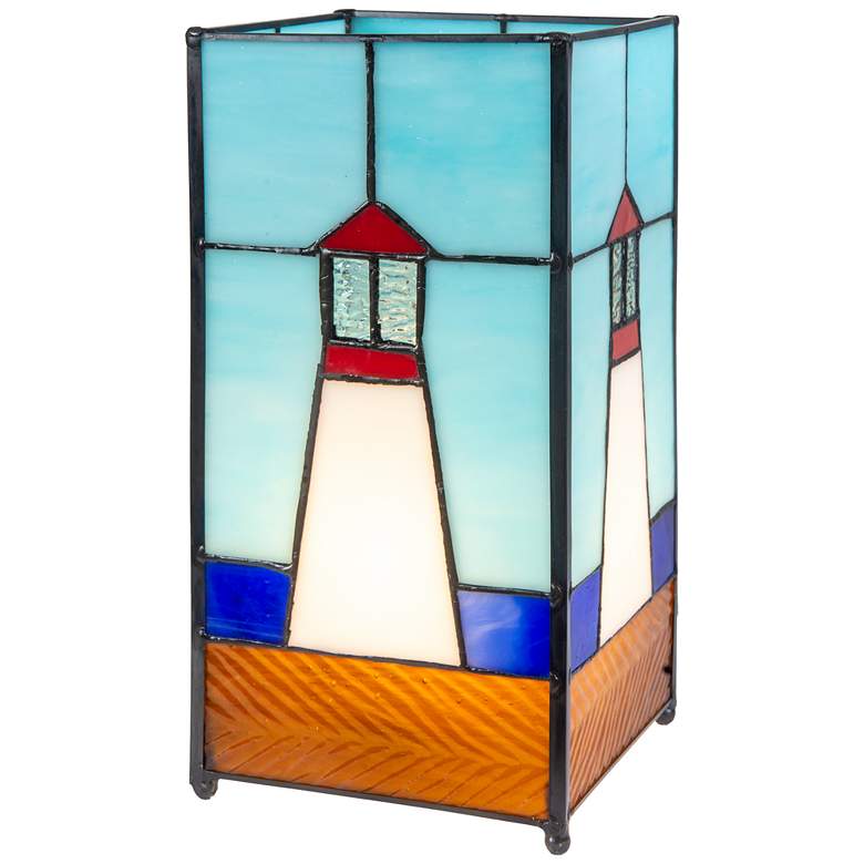 Image 1 Dale Tiffany 10 inch Tall Lighthouse Tiffany Uplight Accent Lamp