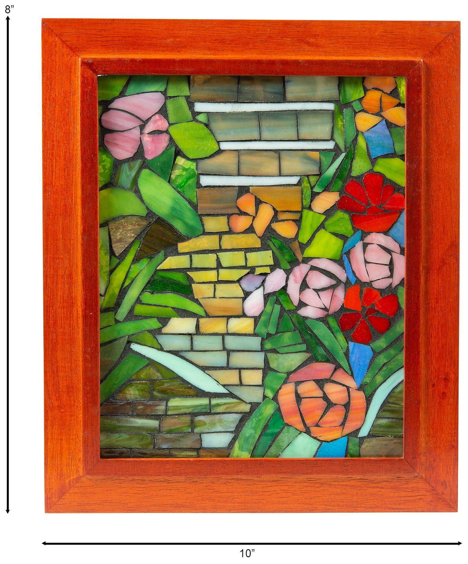 Image 3 Dale Tiffany 10" Tall Floral Path Mosaic Art Glass Wall Decor / Suncatcher more views