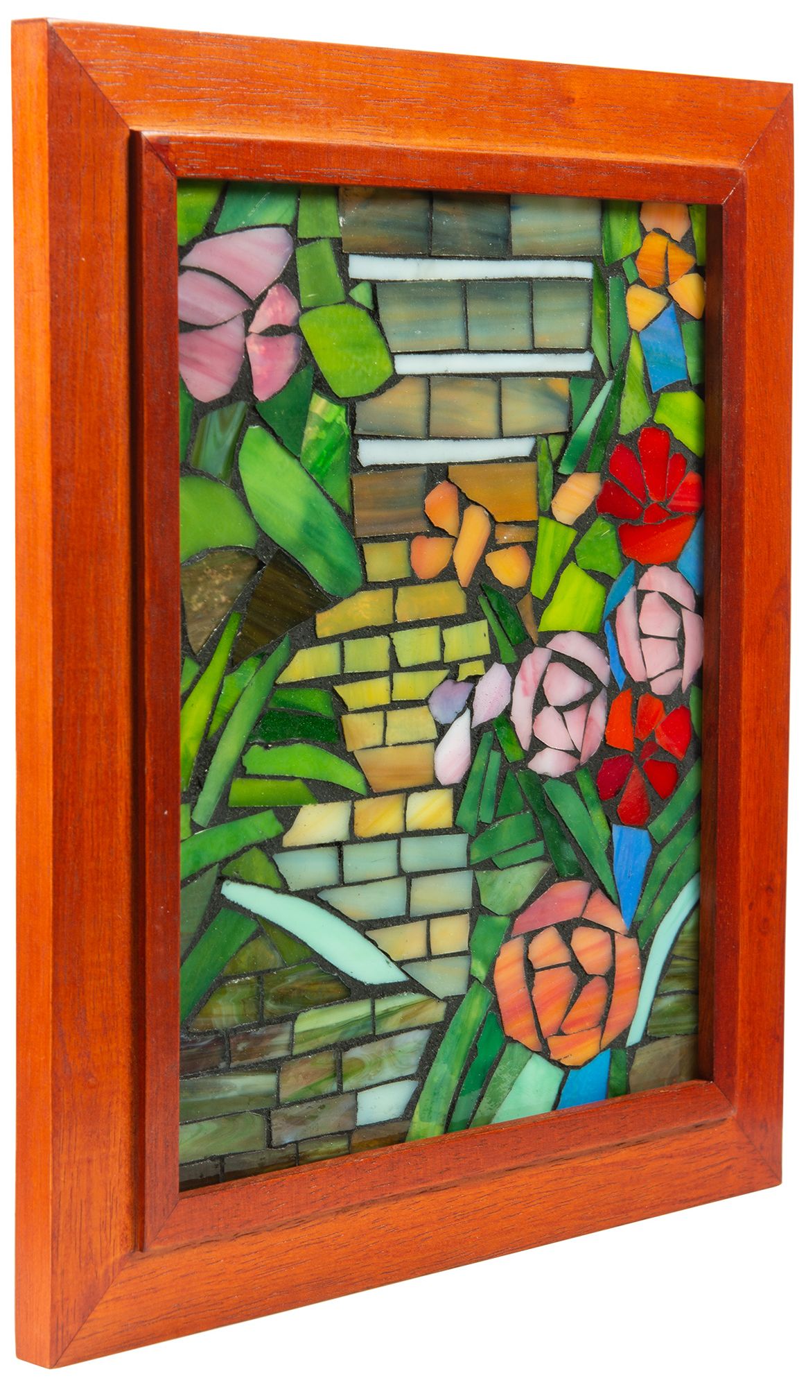 Image 5 Dale Tiffany 10" Tall Floral Path Mosaic Art Glass Wall Decor / Suncatcher more views