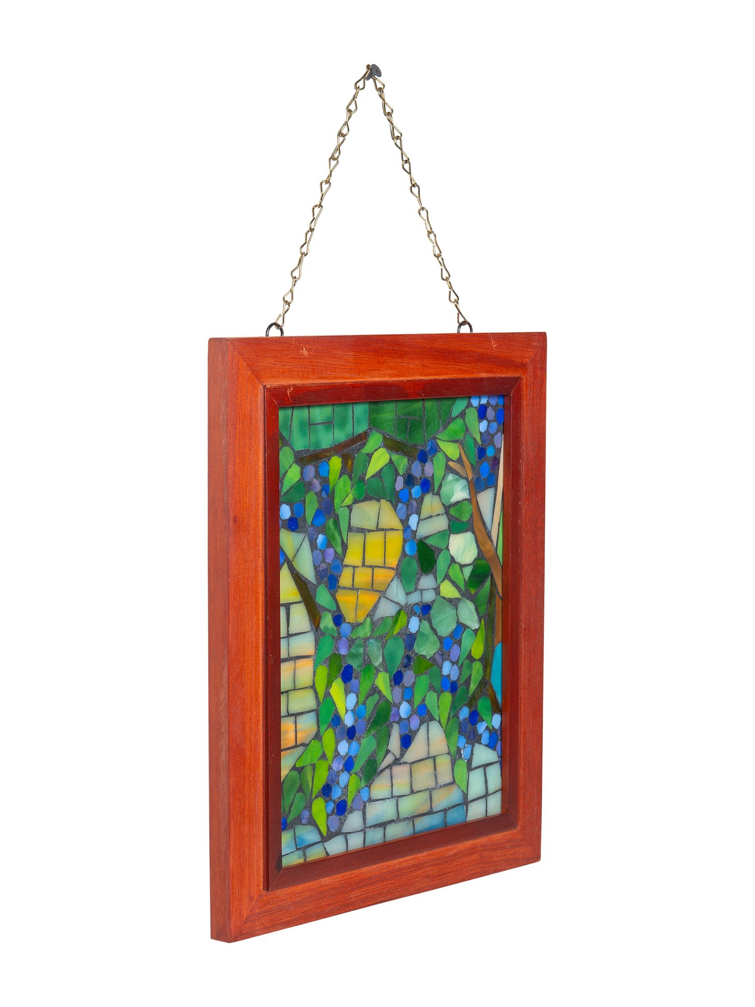Image 4 Dale Tiffany 10" Tall Grapevine Mosaic Art Glass Wall Decor / Suncatcher more views