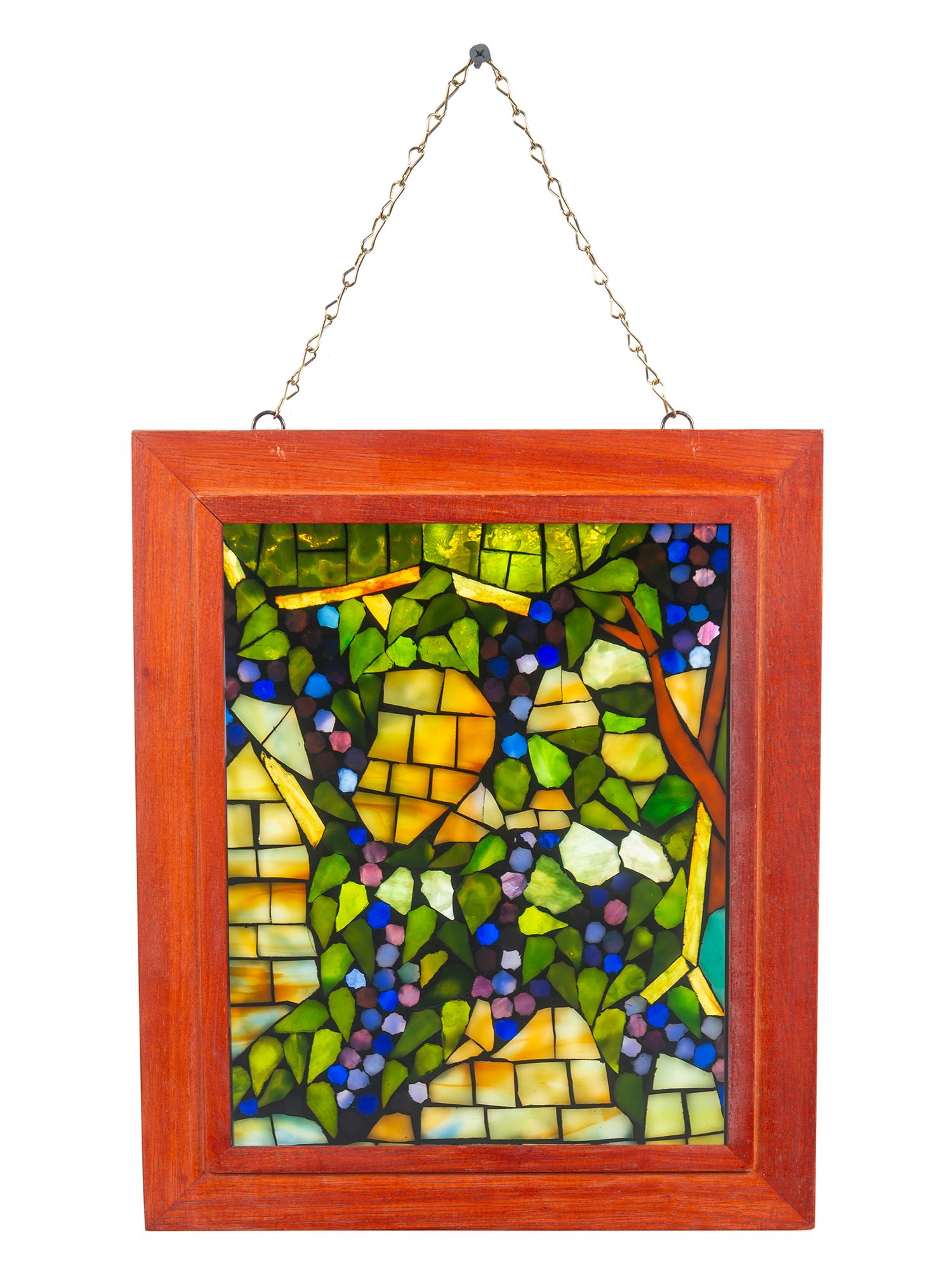 Image 5 Dale Tiffany 10" Tall Grapevine Mosaic Art Glass Wall Decor / Suncatcher more views