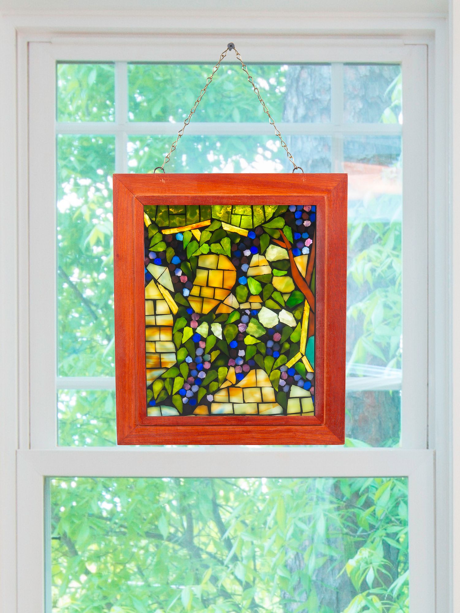 Image 6 Dale Tiffany 10" Tall Grapevine Mosaic Art Glass Wall Decor / Suncatcher more views