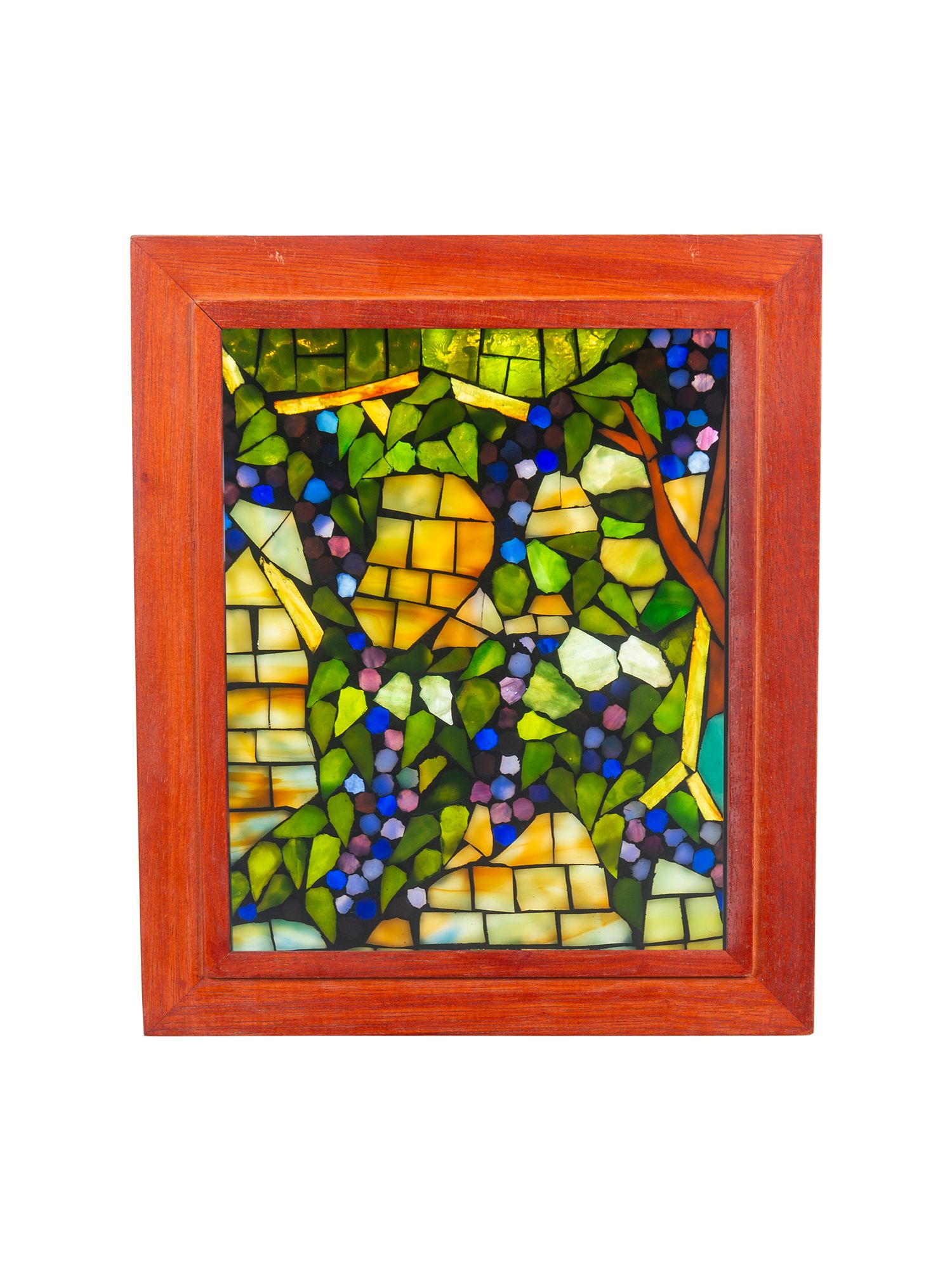 Dale Tiffany 10" Tall Grapevine Mosaic Art Glass Wall Decor / Suncatcher