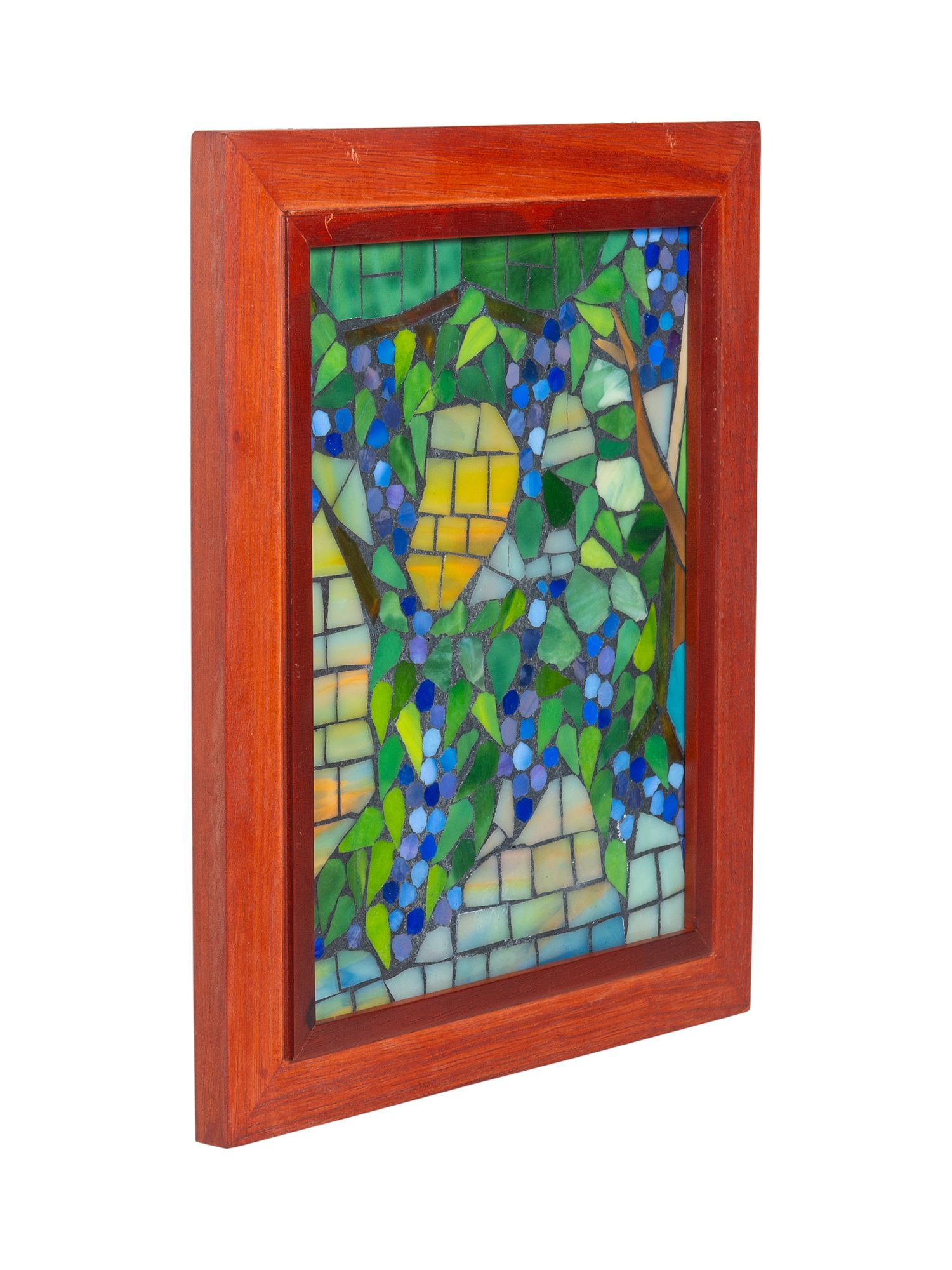 Dale Tiffany 10" Tall Grapevine Mosaic Art Glass Wall Decor / Suncatcher