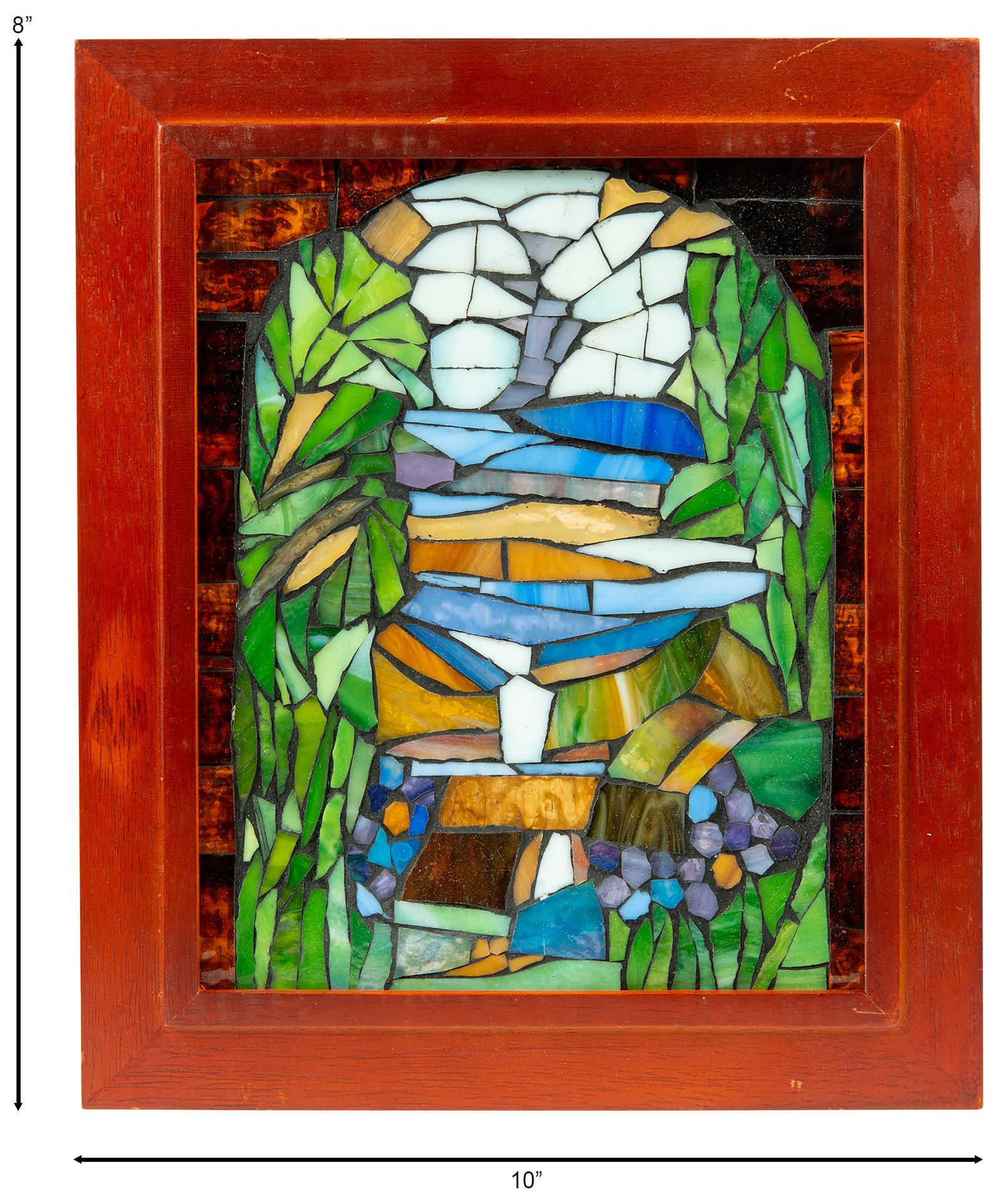 Image 3 Dale Tiffany 10" Tall Iris Landscape Mosaic Art Glass Wall Decor more views